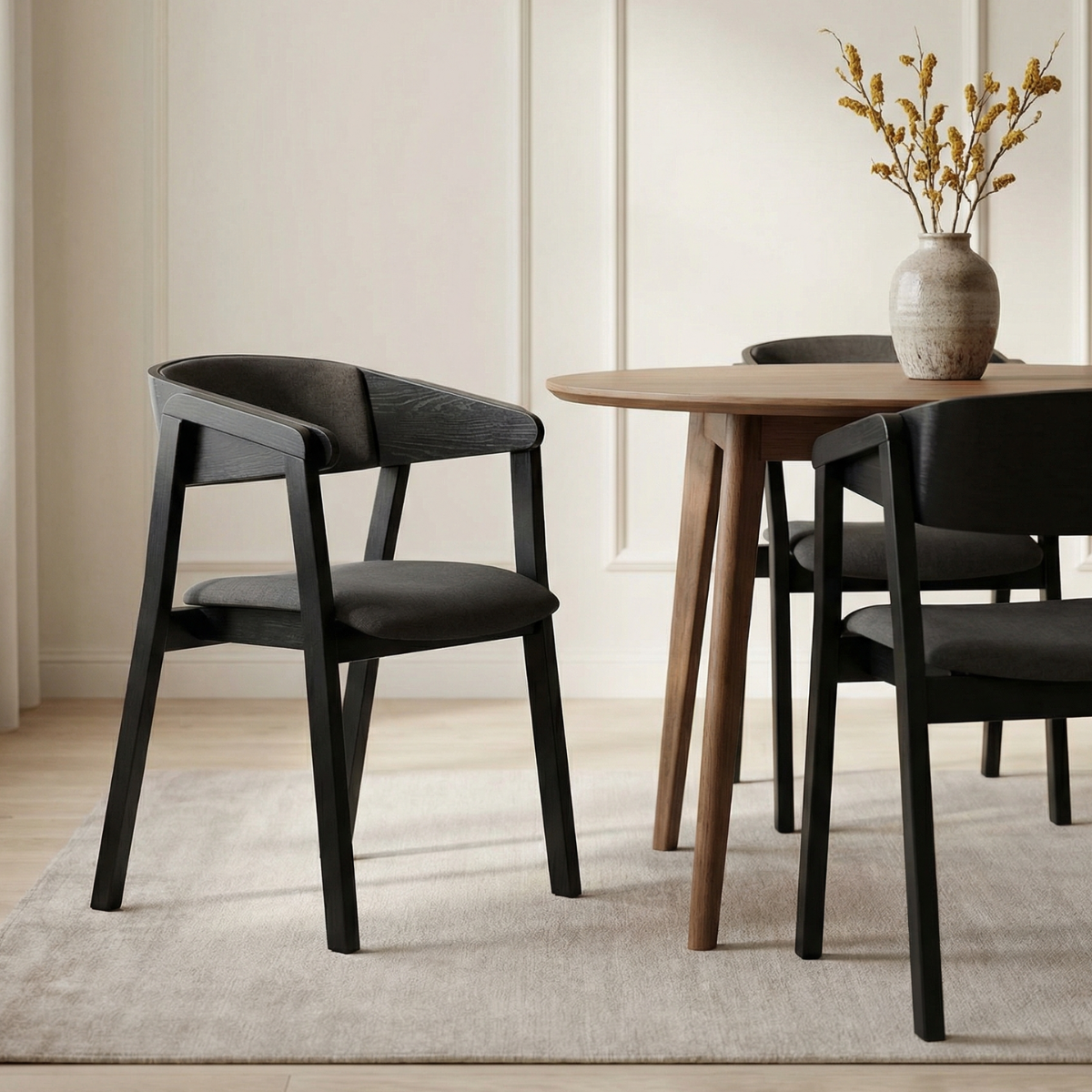 MR ZOE Black elegant Wooden indoor chair